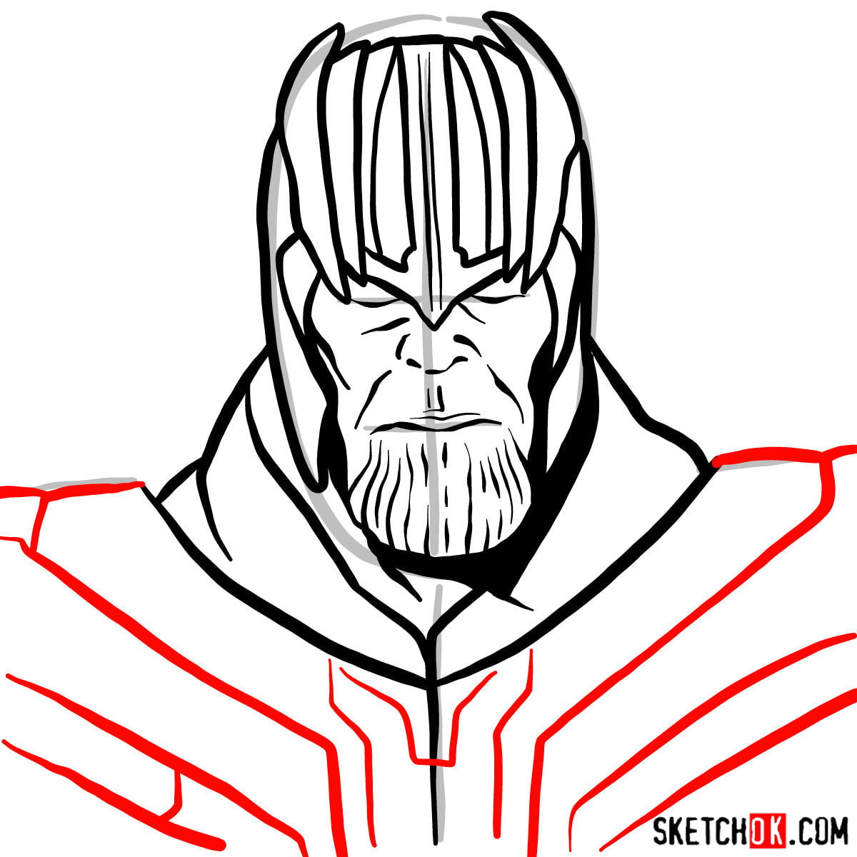 Как нарисовать Таноса в золотом шлеме — шаг 09
