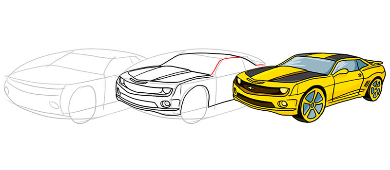 Как нарисовать Chevrolet Camaro
