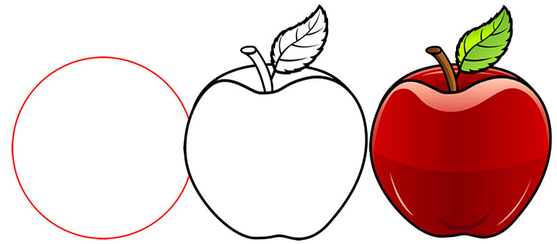 Пример как нарисовать яблоко