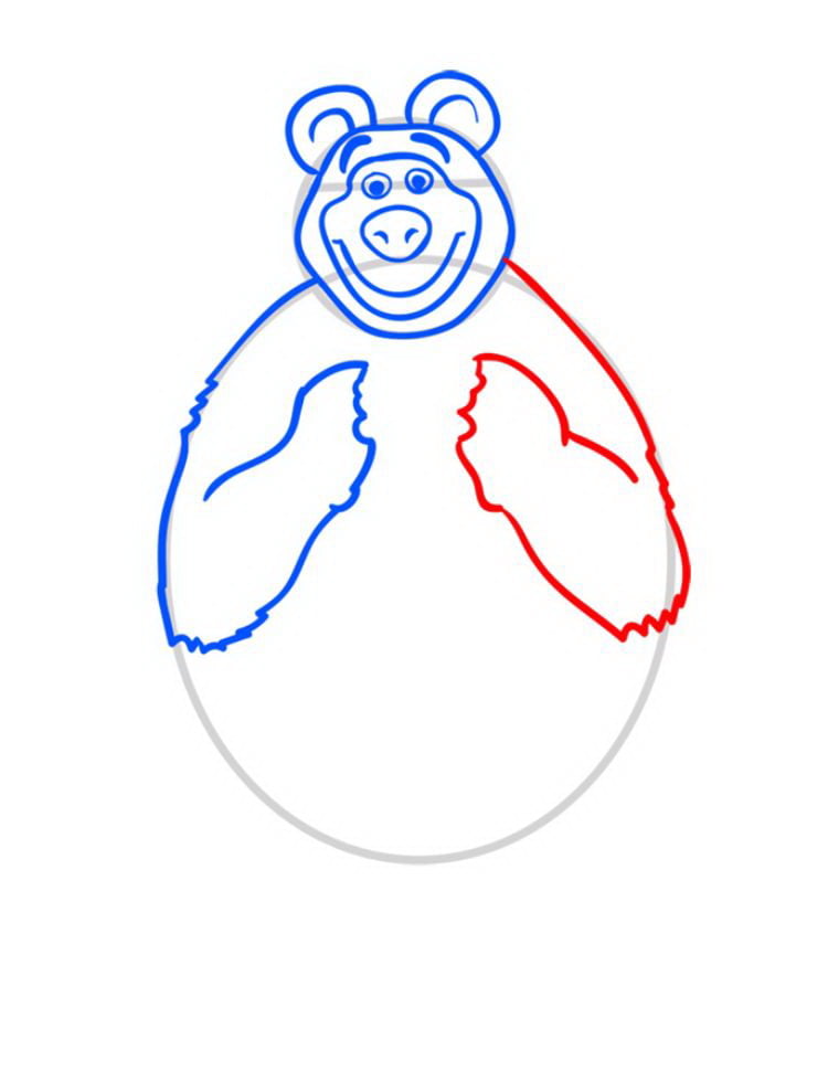 Как нарисовать Медведя Мишу — шаг 06