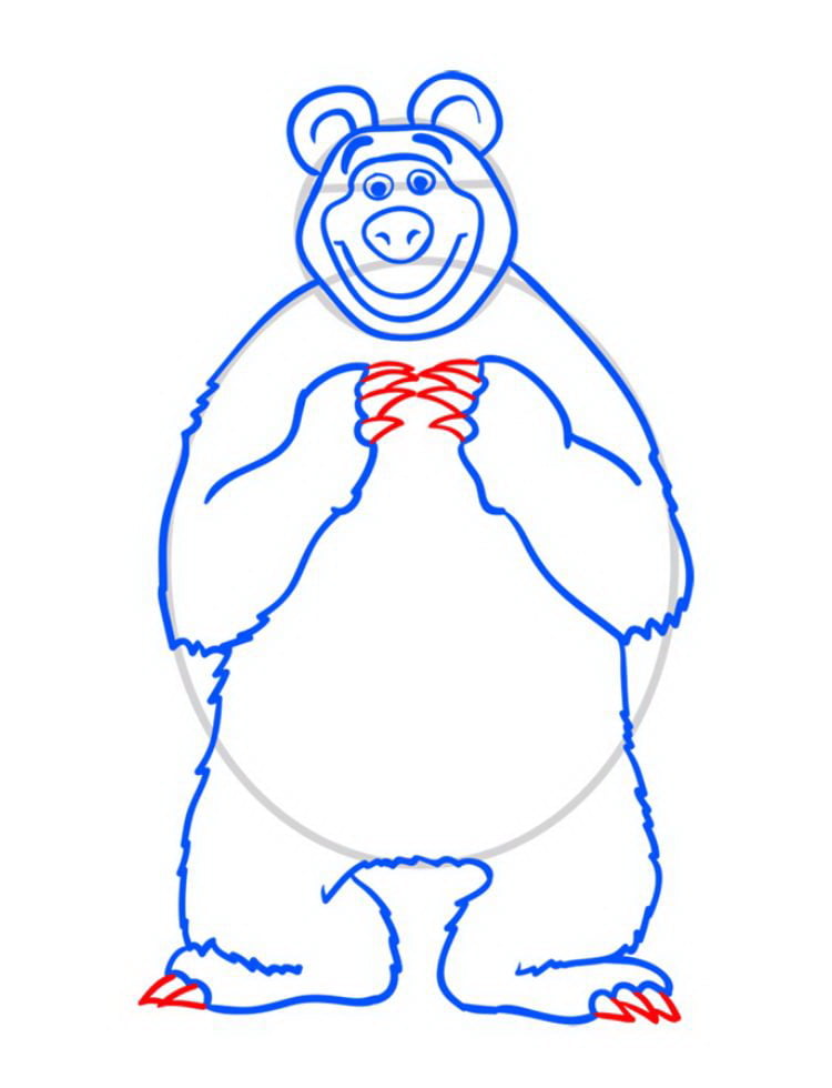 Как нарисовать Медведя Мишу — шаг 09