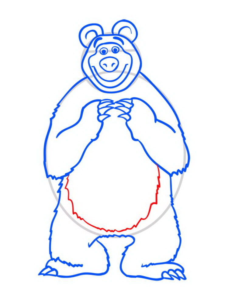 Как нарисовать Медведя Мишу — шаг 10