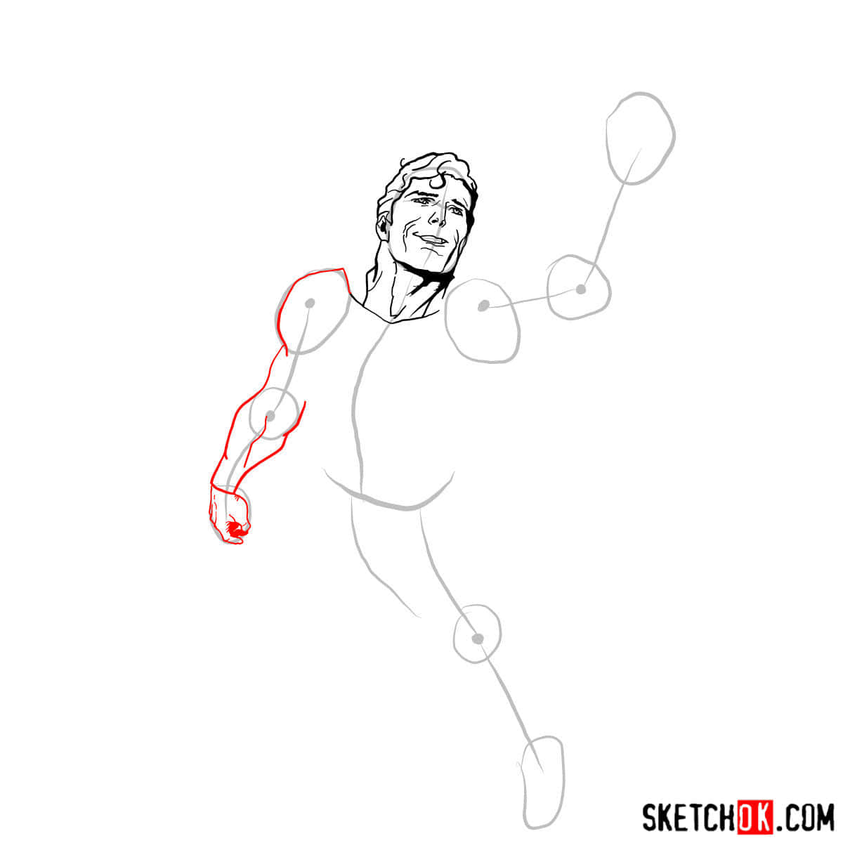 Как нарисовать Супермена в полете — шаг 06