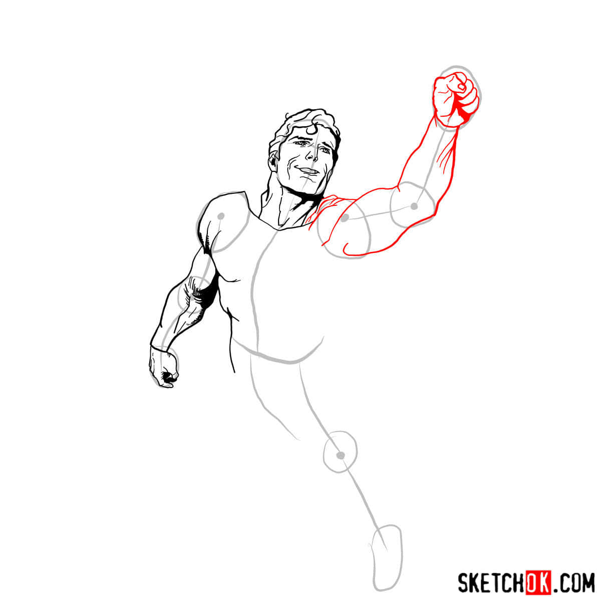 Как нарисовать Супермена в полете — шаг 08