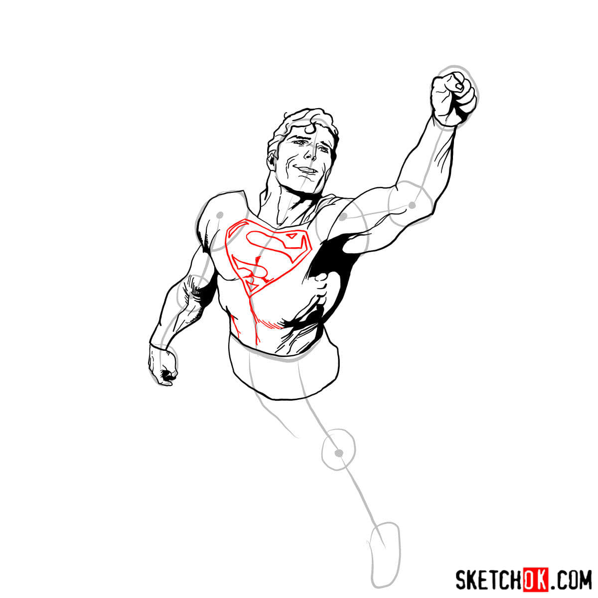 Как нарисовать Супермена в полете — шаг 10