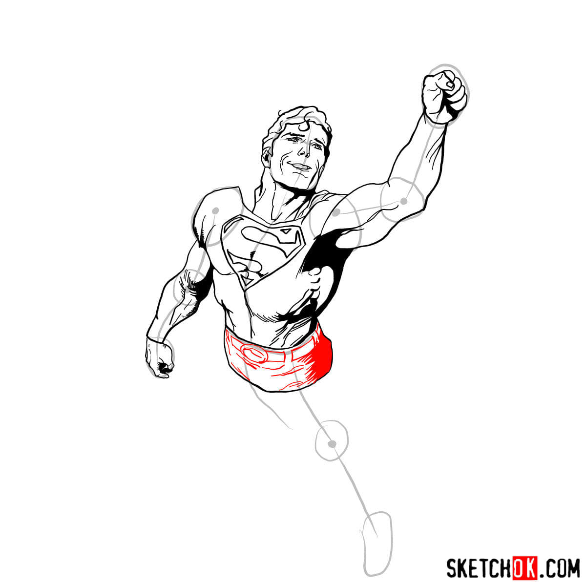 Как нарисовать Супермена в полете — шаг 11