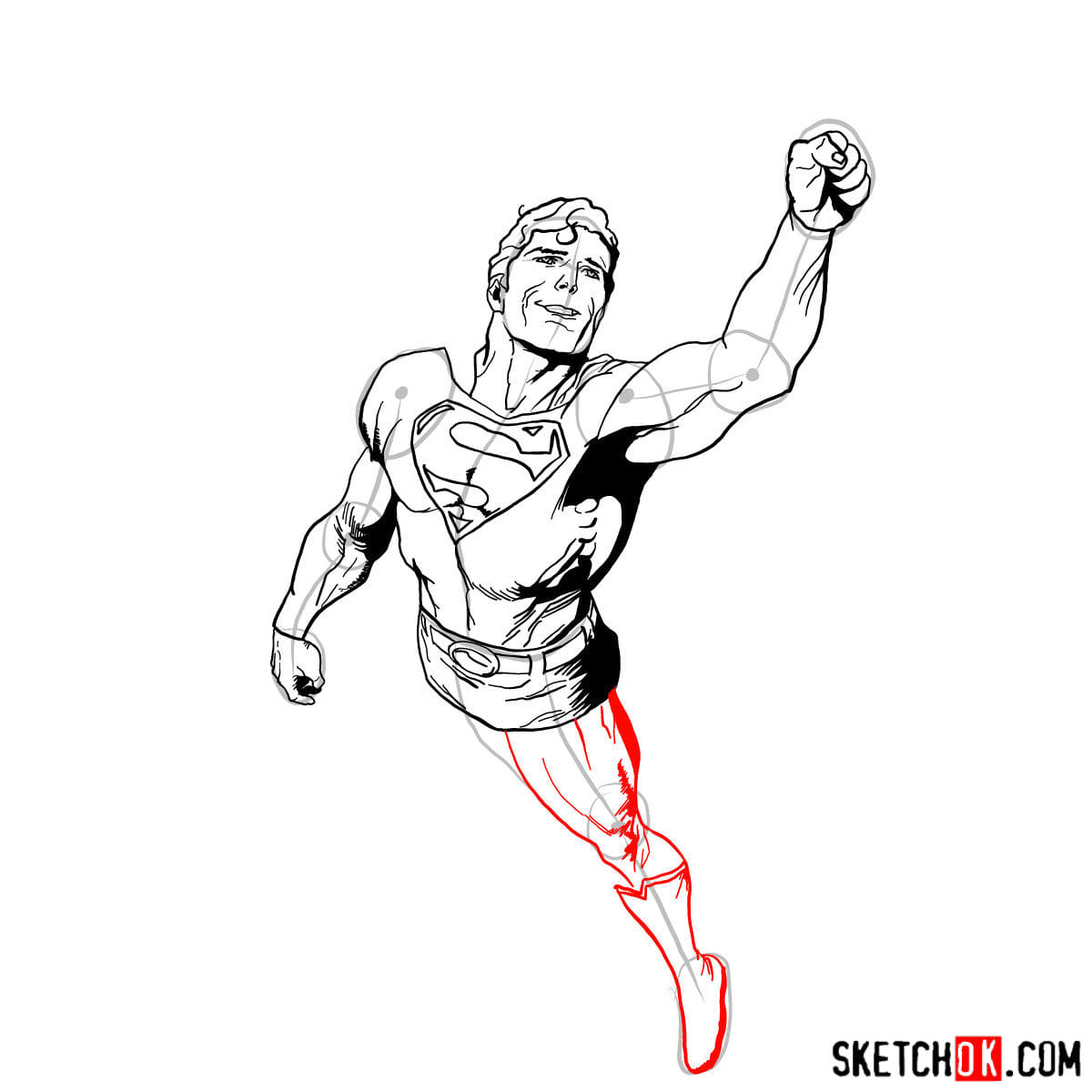 Как нарисовать Супермена в полете — шаг 12