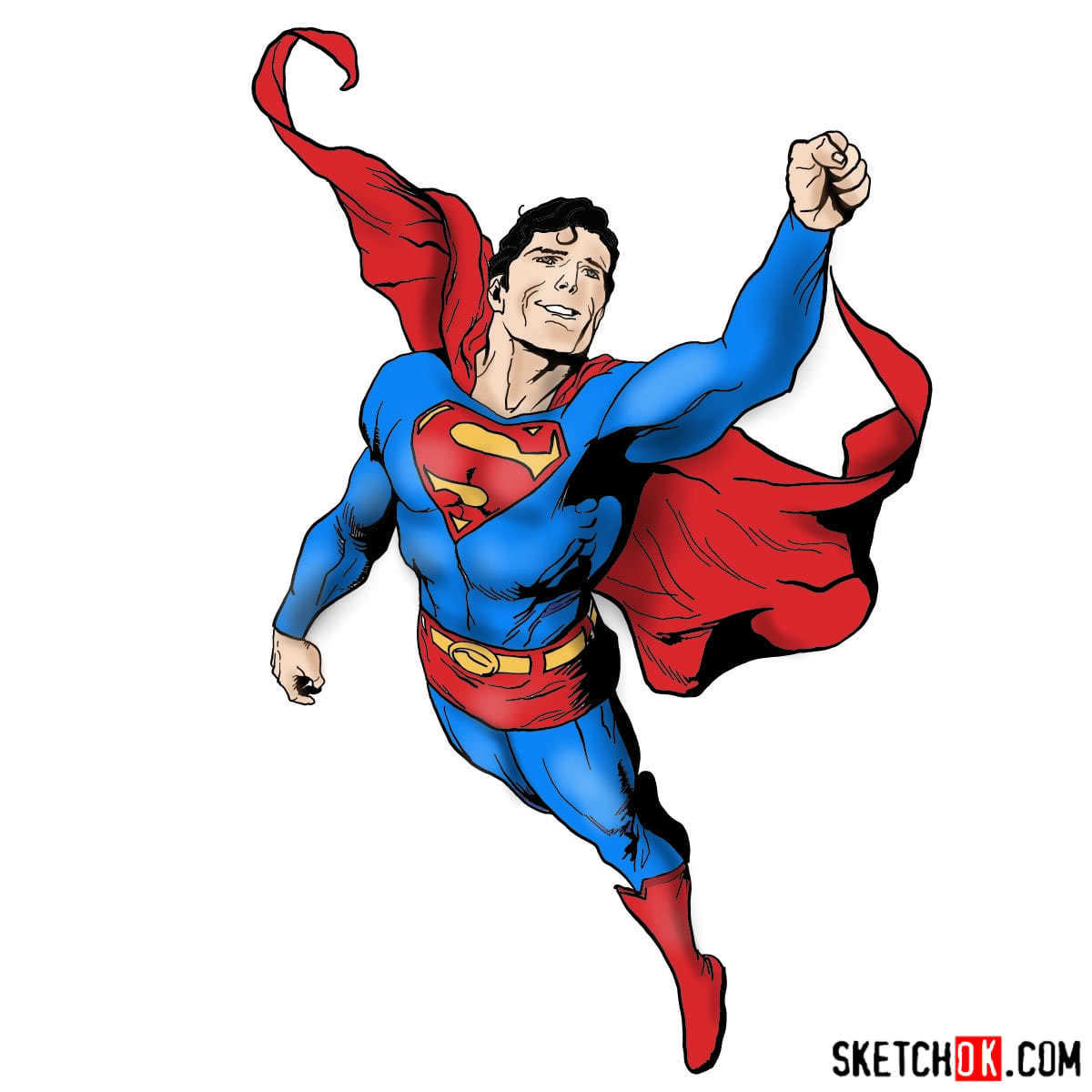 Как нарисовать Супермена в полете поэтапно