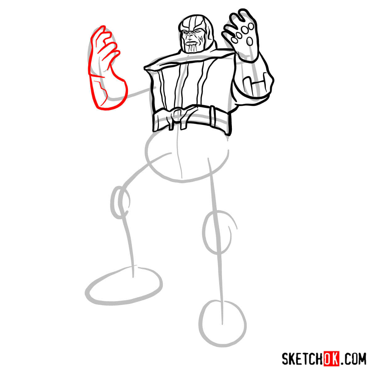 Как нарисовать Таноса, победившего супергероев — шаг 10