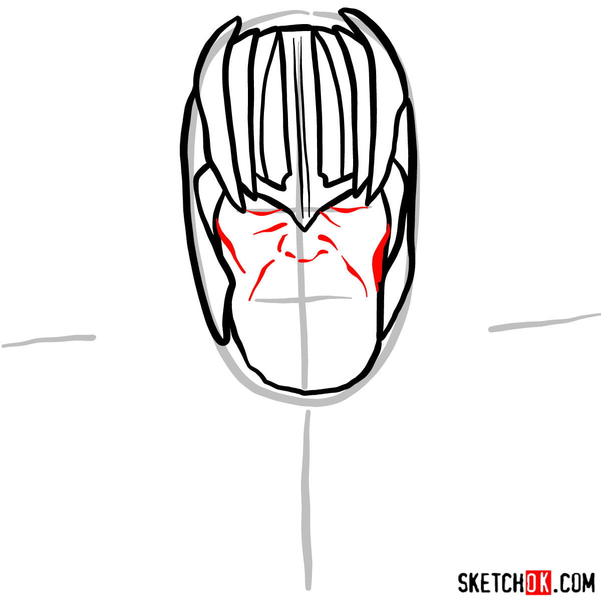 Как нарисовать Таноса в золотом шлеме — шаг 05