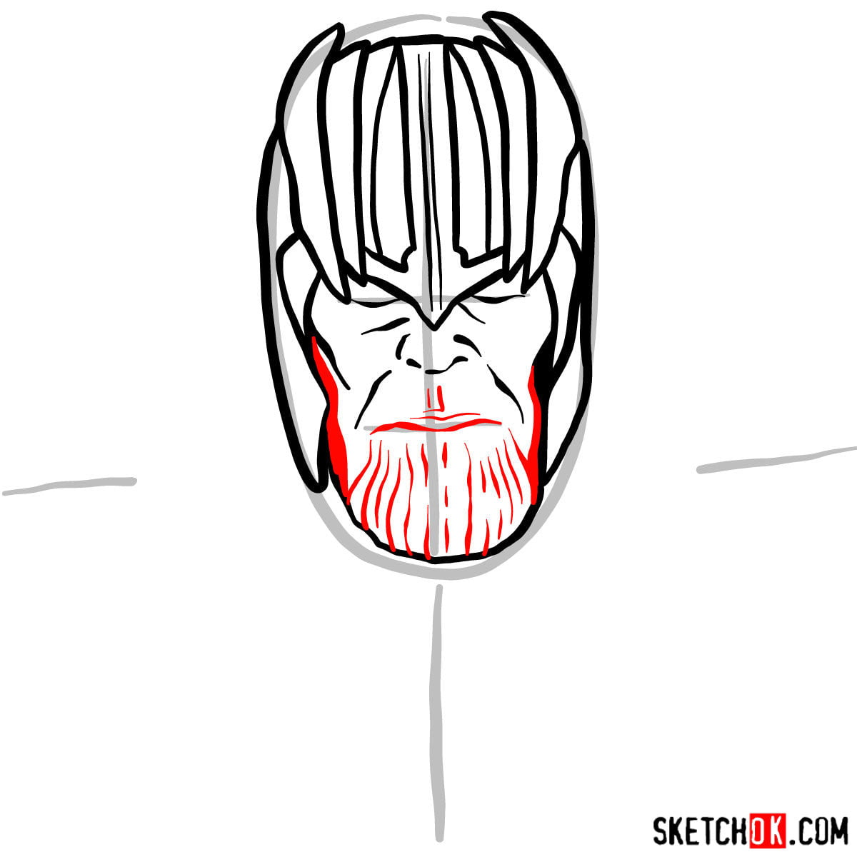 Как нарисовать Таноса в золотом шлеме — шаг 06