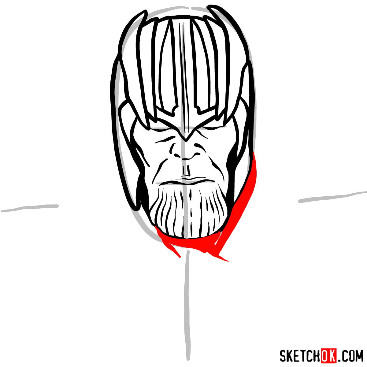 Как нарисовать Таноса в золотом шлеме — шаг 07
