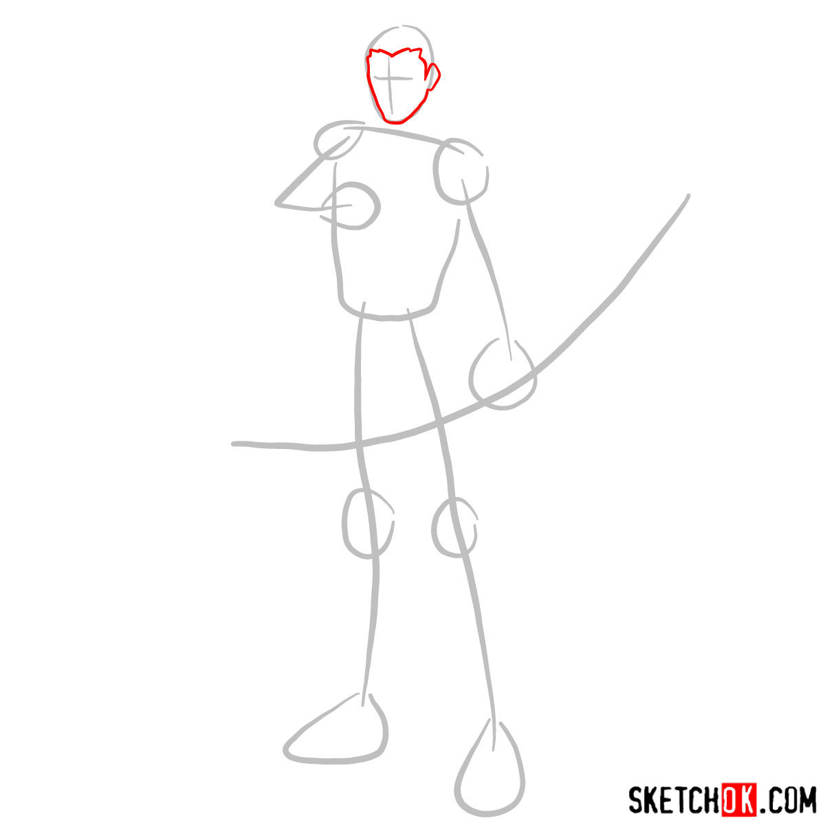 Как нарисовать Красную стрелу (DC) — шаг 02