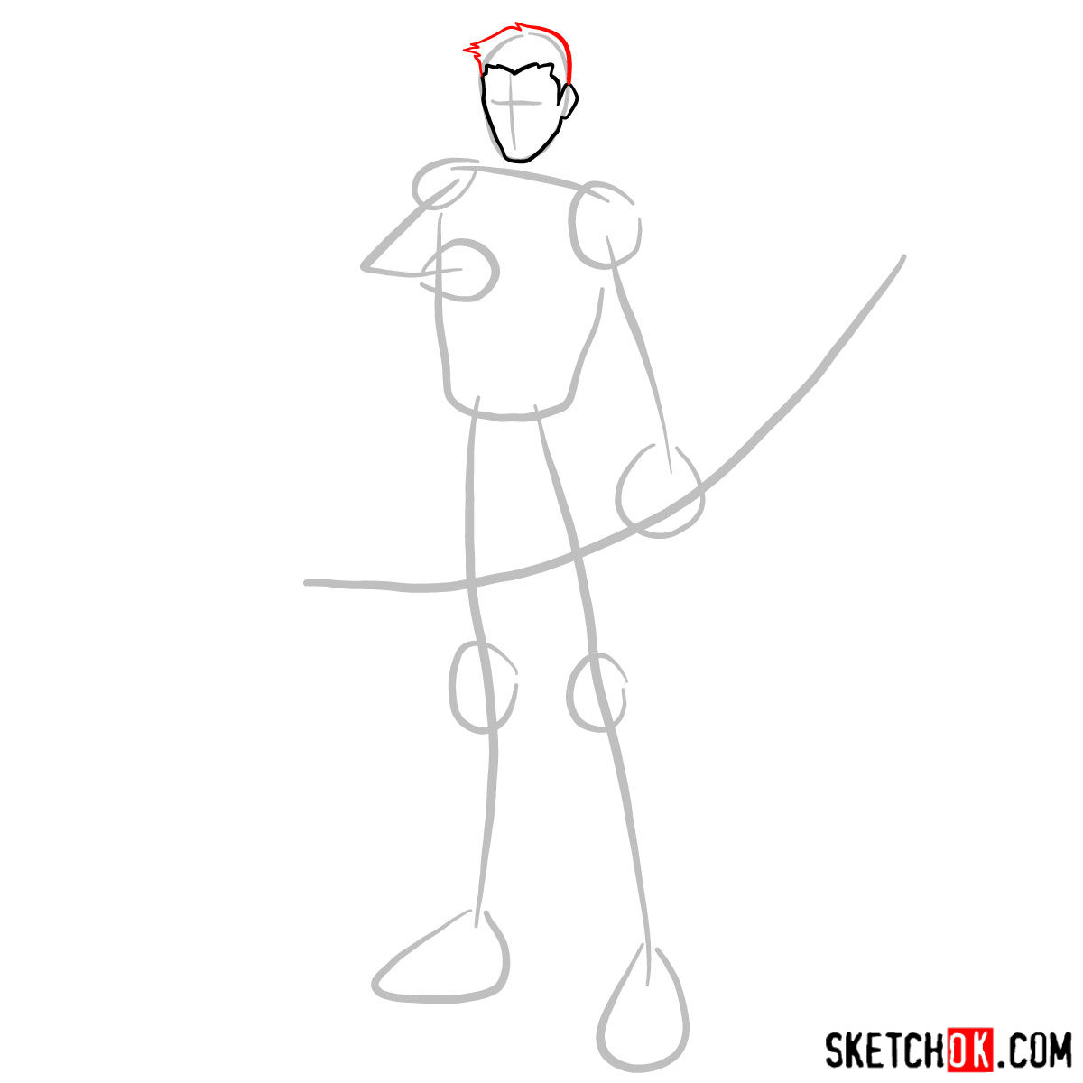 Как нарисовать Красную стрелу (DC) — шаг 03