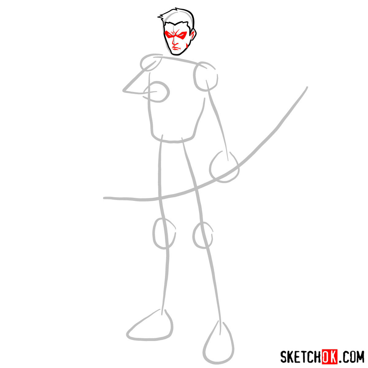 Как нарисовать Красную стрелу (DC) — шаг 04