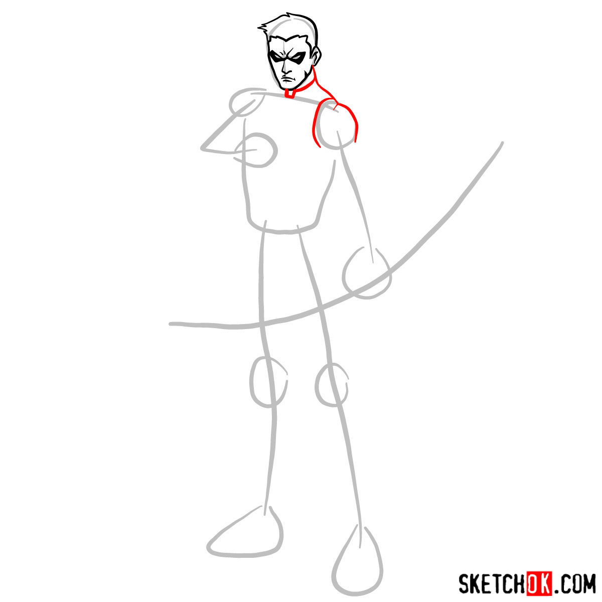 Как нарисовать Красную стрелу (DC) — шаг 05
