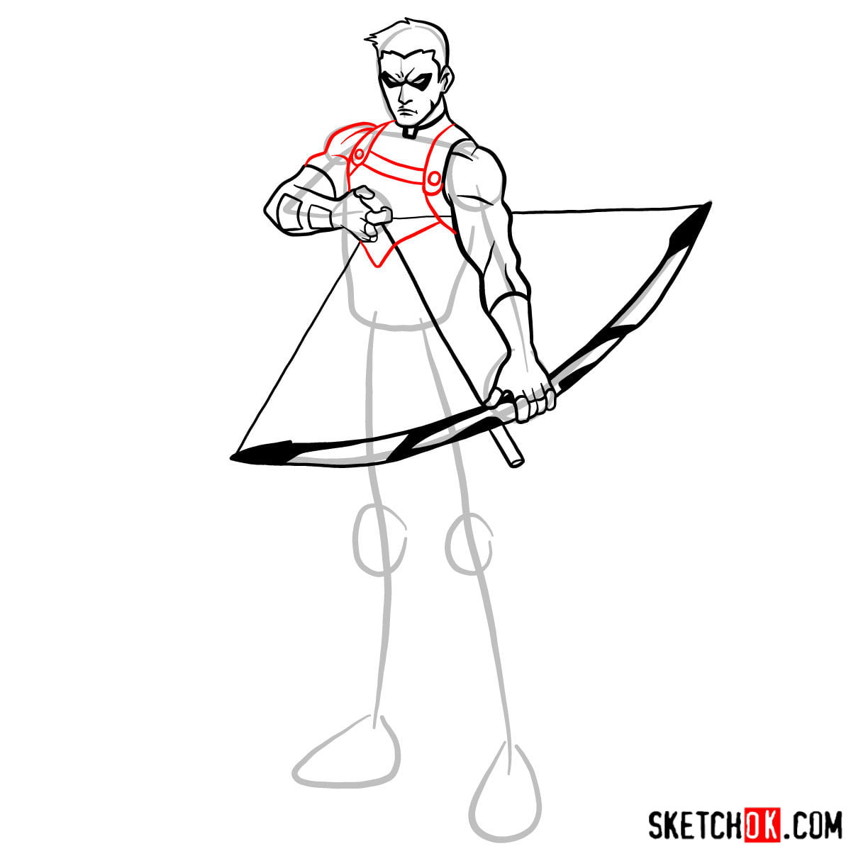 Как нарисовать Красную стрелу (DC) — шаг 10