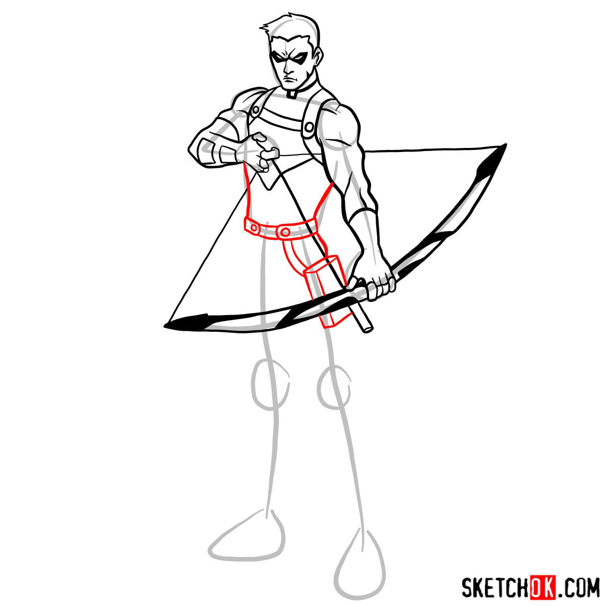 Как нарисовать Красную стрелу (DC) — шаг 11