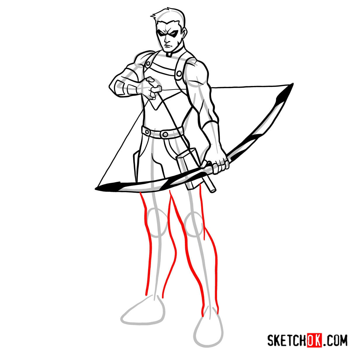 Как нарисовать Красную стрелу (DC) — шаг 13