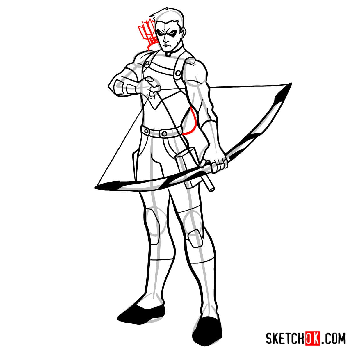 Как нарисовать Красную стрелу (DC) — шаг 15