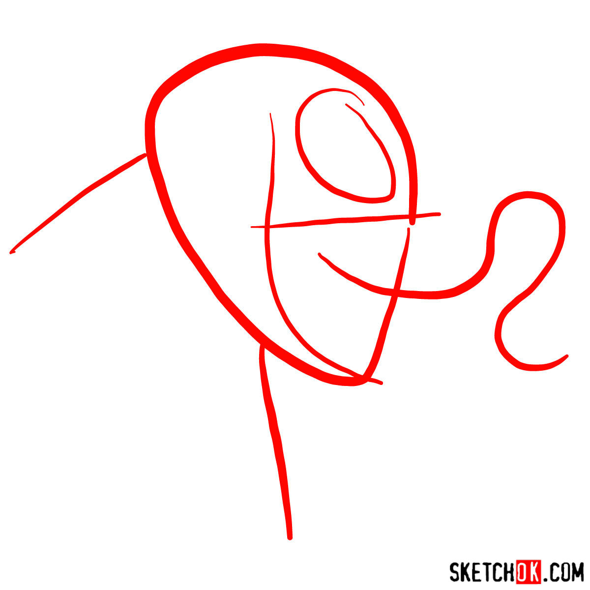 Как нарисовать голову Венома в профиль — шаг 01