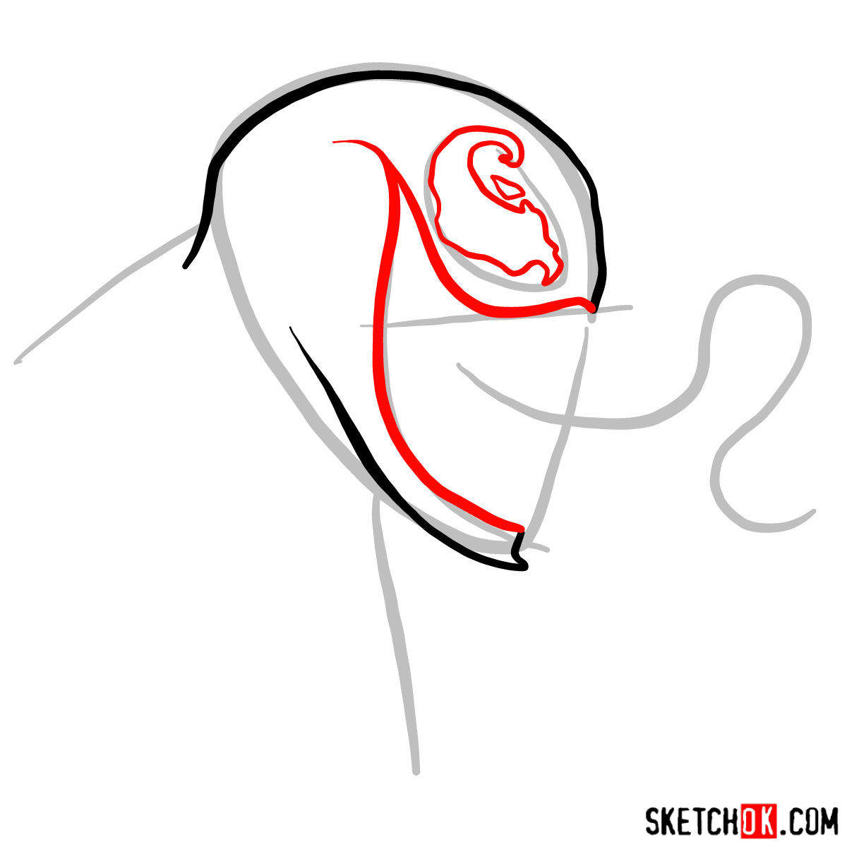Как нарисовать голову Венома в профиль — шаг 03