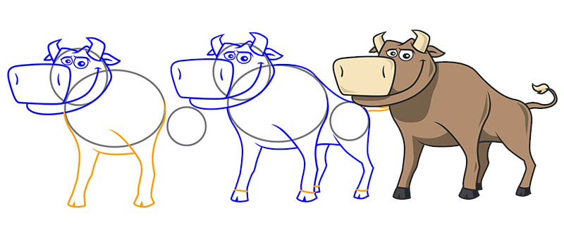 Как нарисовать быка — для детей