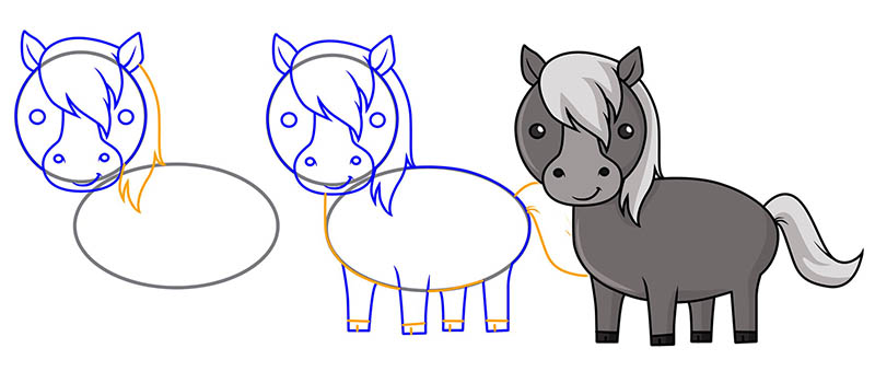 Как нарисовать детскую лошадку