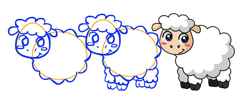 Как нарисовать овечку или барашка