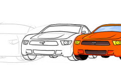 Вторая инструкция по рисованию Ford Mustang