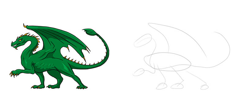 Как нарисовать классического дракона