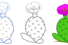 Как нарисовать кактус с цветком