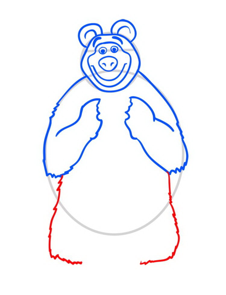 Как нарисовать Медведя Мишу — шаг 07