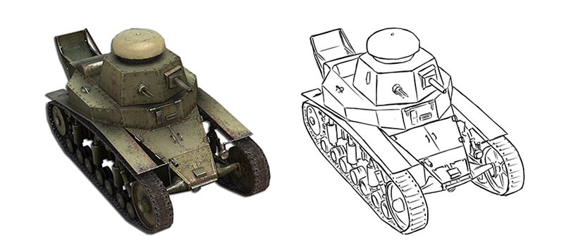 Как нарисовать легкий танк МС-1 (Т-18) поэтапно