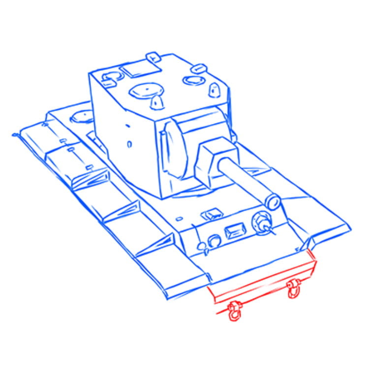 Как нарисовать танк КВ-2 — этап 12