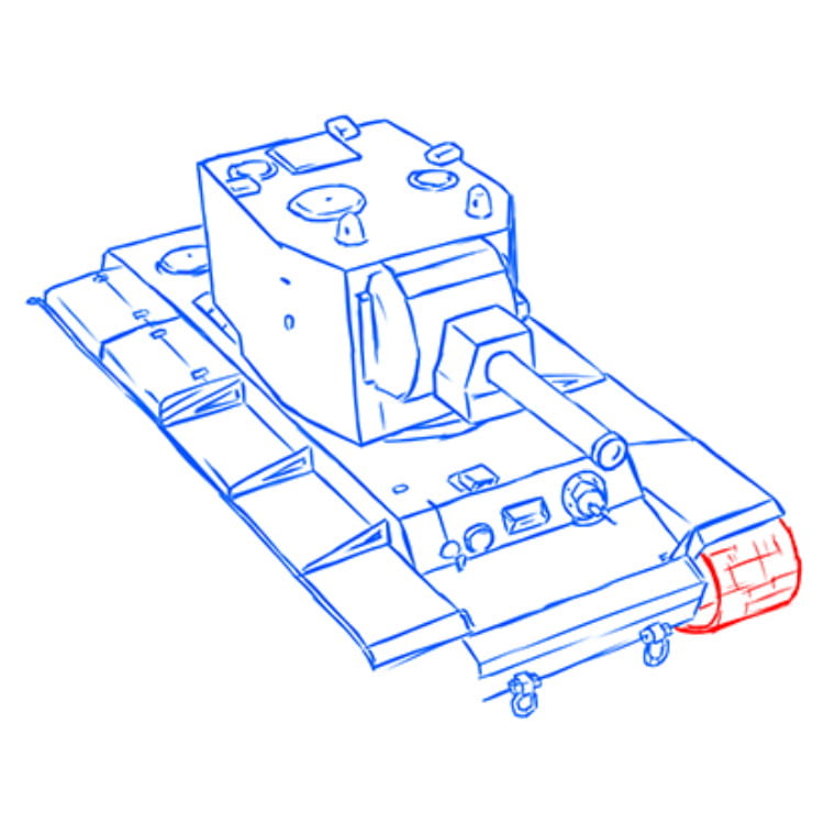Как нарисовать танк КВ-2 — этап 13