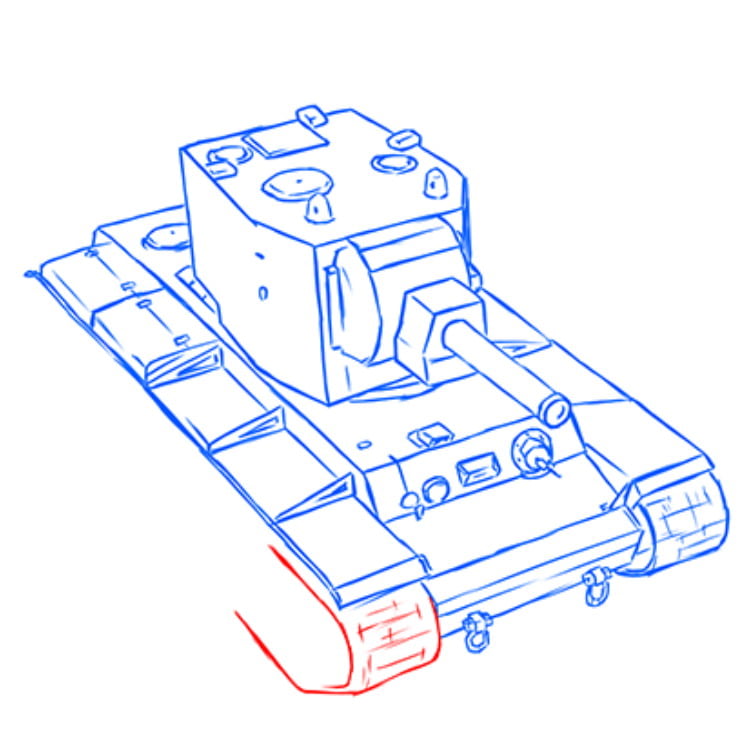 Как нарисовать танк КВ-2 — этап 14