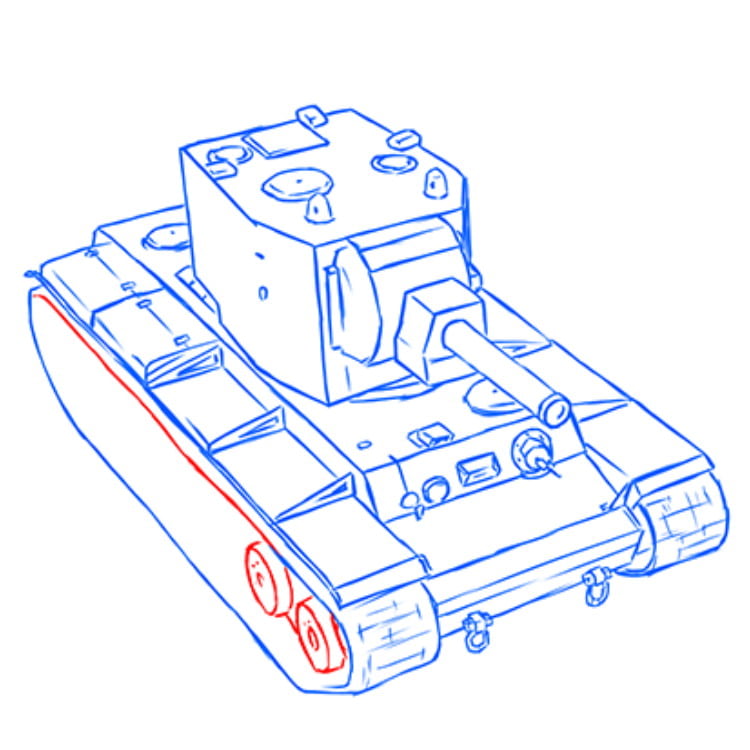 Как нарисовать танк КВ-2 — этап 16