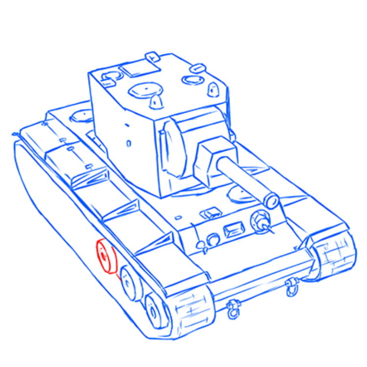 Как нарисовать танк КВ-2 — этап 17