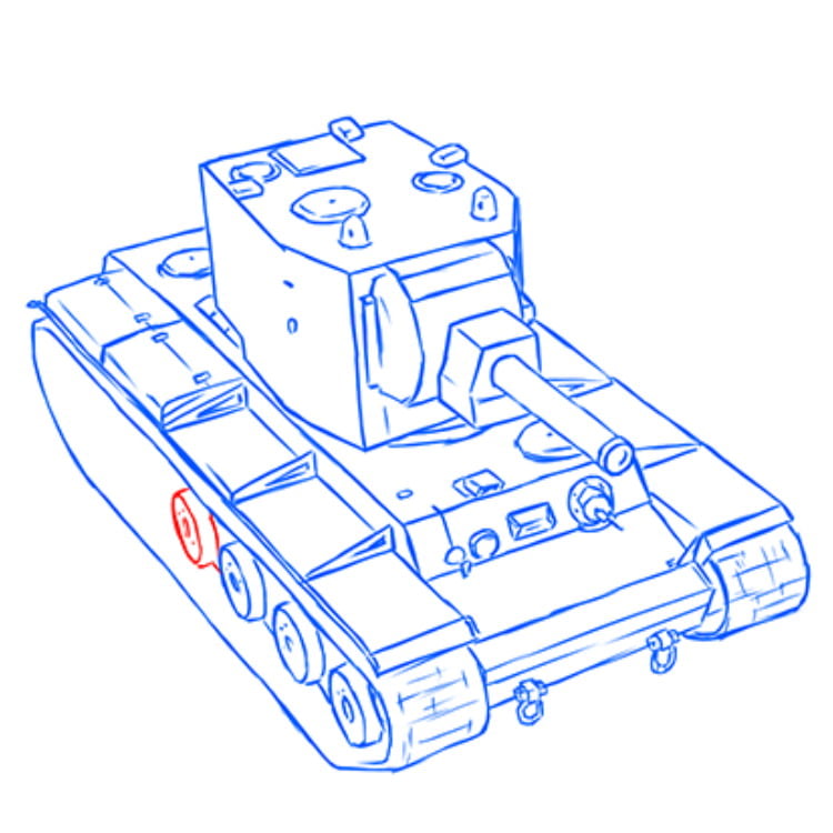 Как нарисовать танк КВ-2 — этап 18
