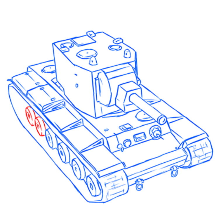 Как нарисовать танк КВ-2 — этап 19