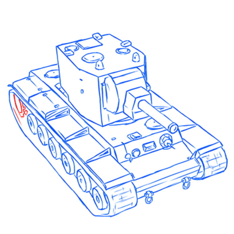 Как нарисовать танк КВ-2 — этап 20