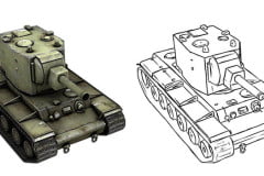 Как нарисовать танк КВ-2 Клим Ворошилов