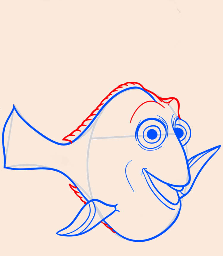 Рисуем рыбку Дори — этап 06