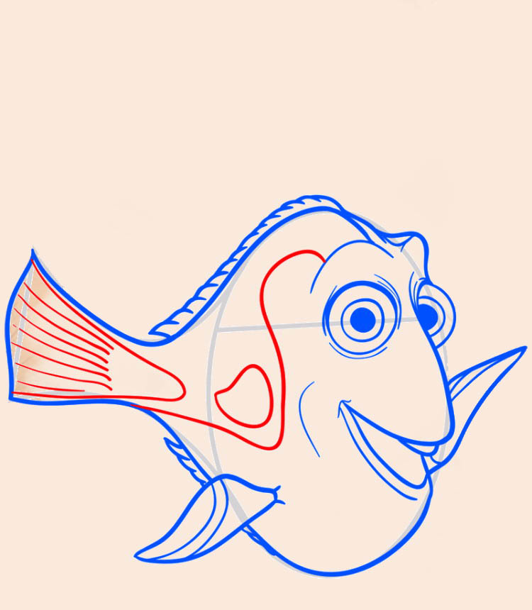 Рисуем рыбку Дори — этап 07